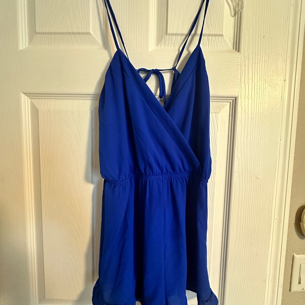 Superdown Cobalt Blue Wrap Jumpsuit